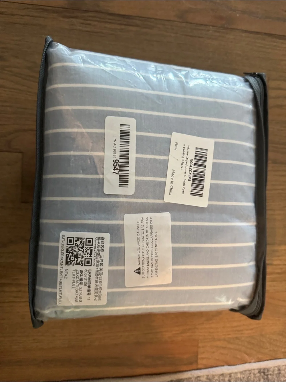 NEW Duvet Cover for 100% Cotton Bedding Set 3 Pieces Blue/White Stripe